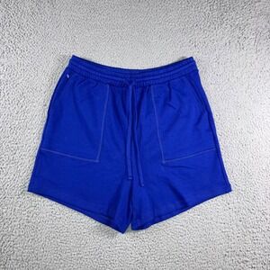 Zenana Cargo Shorts Women Large Blue‎ Elastic Drawstring Waist Casual Outdoor